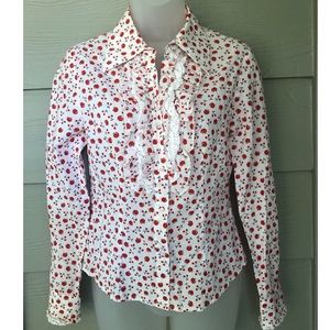 AEFFE Cherry Tuxedo Blouse Italian SZ Small